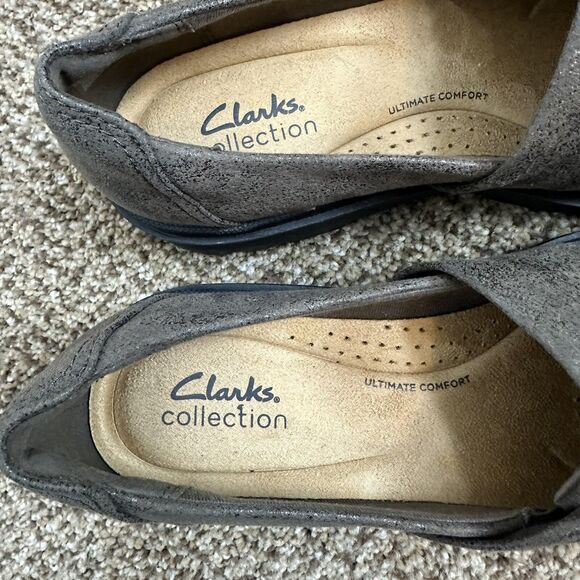 Clarks Collection Calla Style Ruched Slip-On Loafers in Bronze Womens 8 EUC - Picture 7 of 9